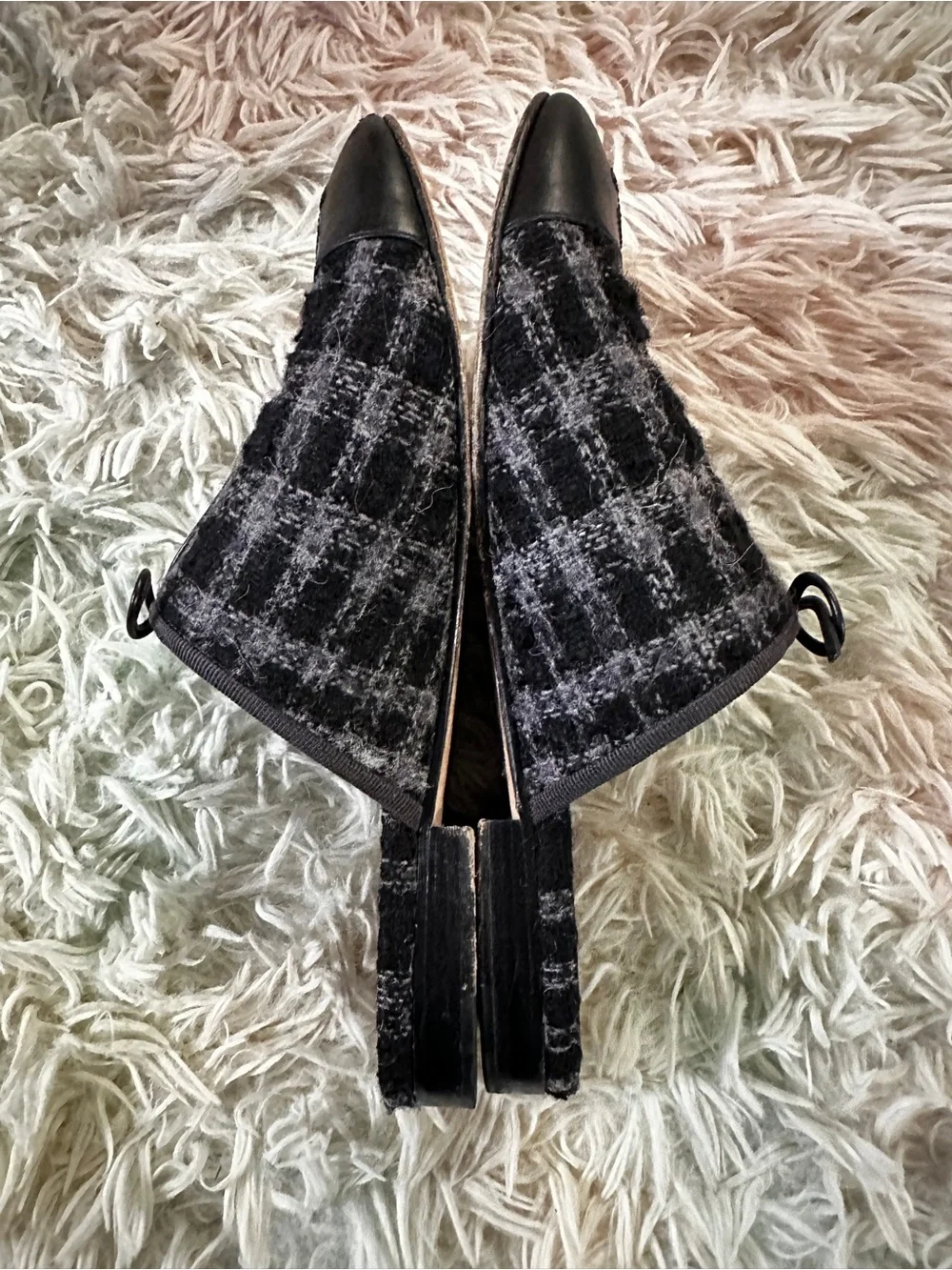 Chanel Wool Check Mules Size 38.5